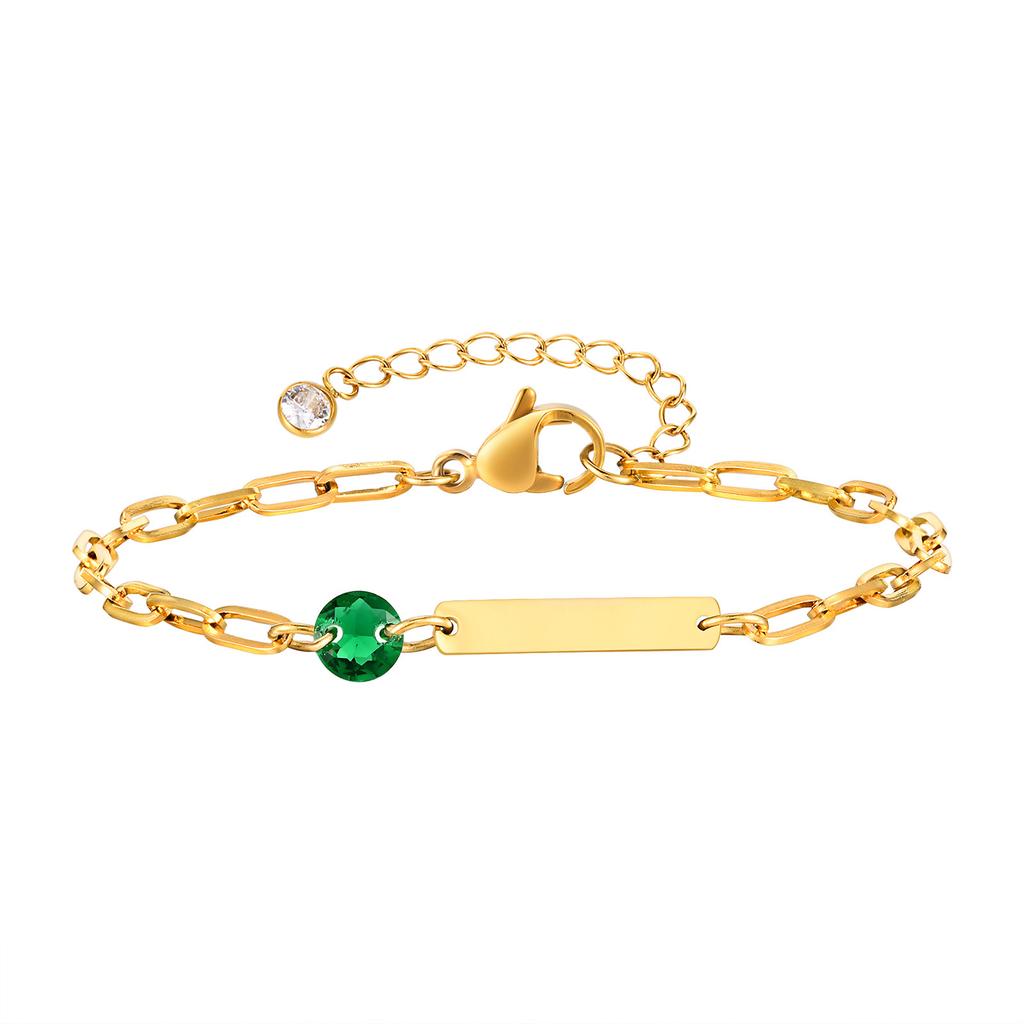 Custom Birthstone Bracelet with Name Personalized, Adjustable Paperclip Link Bracelet, Christmas Birthday Gift for Women