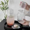 Retro Transparent Glass Water Bottle Embossed Pattern Large Capacity Glass Cups with Cup Cold Water Kettle Coffee Drinking