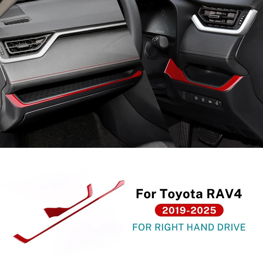LHD RHD Car Dashboard Decor Strip Trim Real Soft Carbon Fiber Sticker For Toyota RAV4 XA50 2024 2025