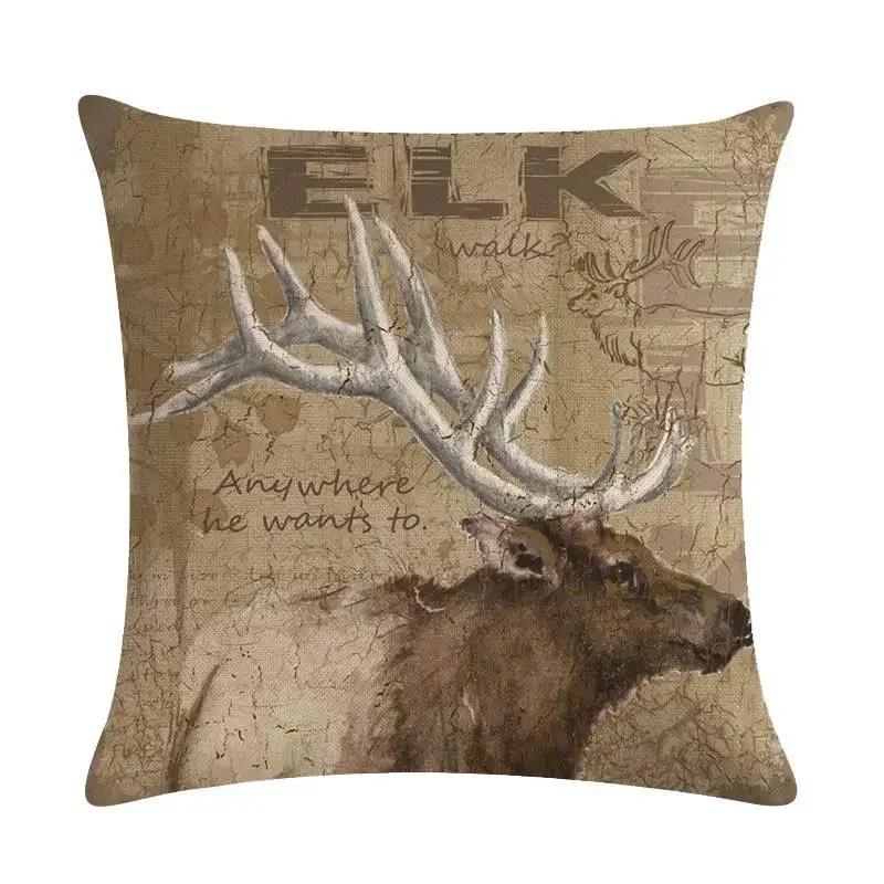 

45x45см Животное Полиэстер Наволочка Медведь Наволочка Волк Сова Лиса Лось Олень Лось Винтажная Наволочка 16x16Inch