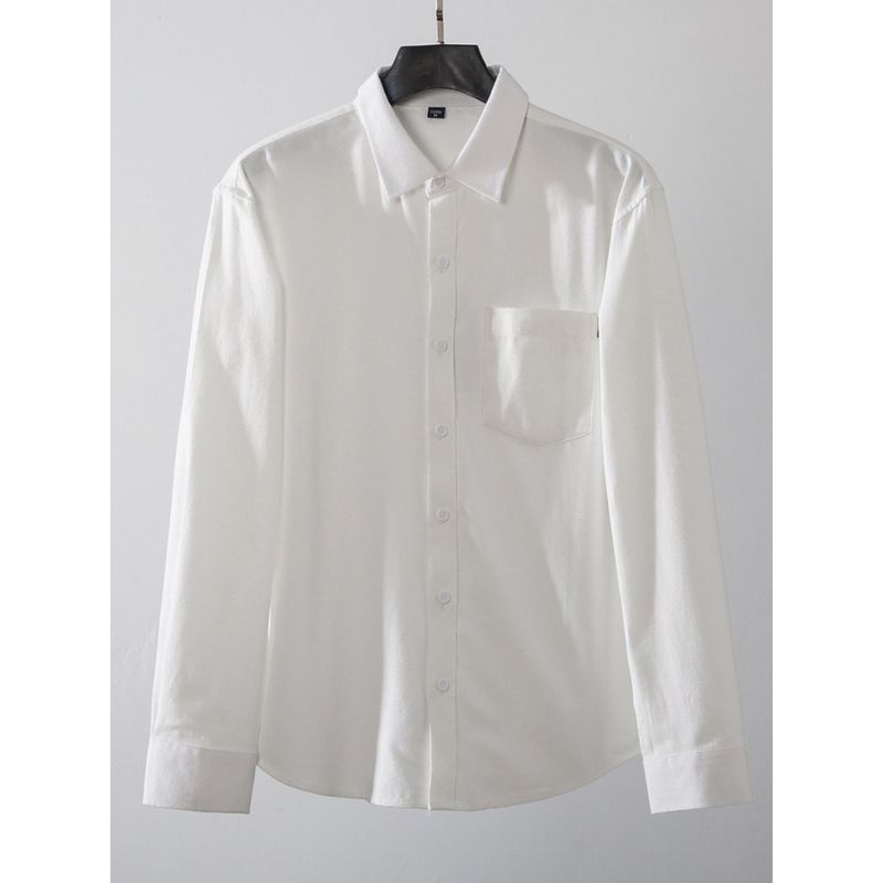 Men's Cotton Shirt Long Sleeves 2024 New Arrival Pure Cotton Brushed Casual Pure Color Export Japanese Style Men's Clothing White Shirt Outwear