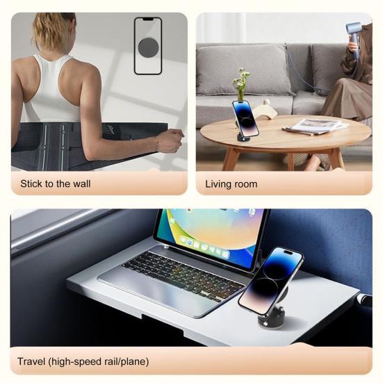 Magnetic Phone Holder with Vacuum Suction Cup 360 Degrees Rotating Universal Hands-free Portable Travel Folding Mobile Phone Mount