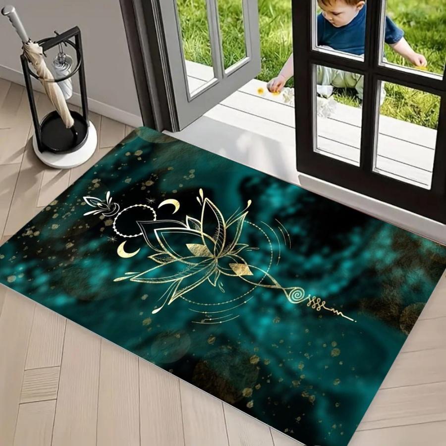 Boho Spiritual Celestial Hand Area Rug Carpet Non Slip Floor Mat Mystic Moon Star Washable Front Door Doormat, Anti-Skid