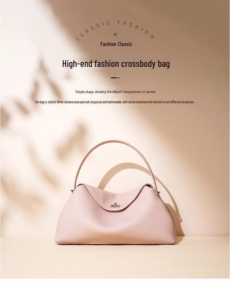2025 Versatile Genuine Leather Handbag: Top Layer Cowhide, Fashionable Spring Single Shoulder & Crossbody Bag