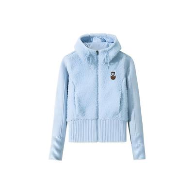 X Inner Child Collaboration Life Series Comfortable Casual Warm Hooded Zipper Fleece Jacket Women Jackets Light-Sea-Blue 962448712-2