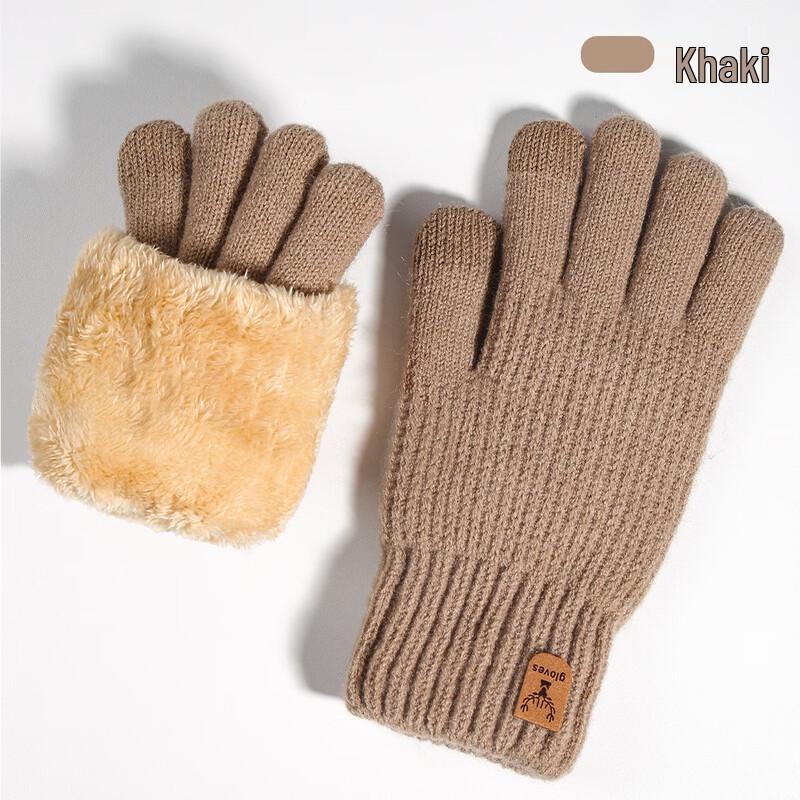 Women s Double-Layer Warm Knitted Gloves