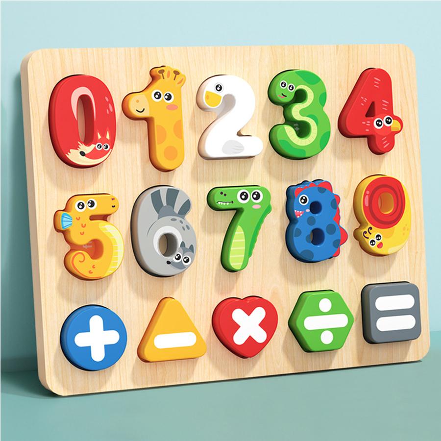 Holz Alphabet Puzzle Zuordnungsbrett, Buchstaben Zahlen Formensortierer Montessori Lernspielzeug für Kleinkinder 1-3 Jahre Geschenk