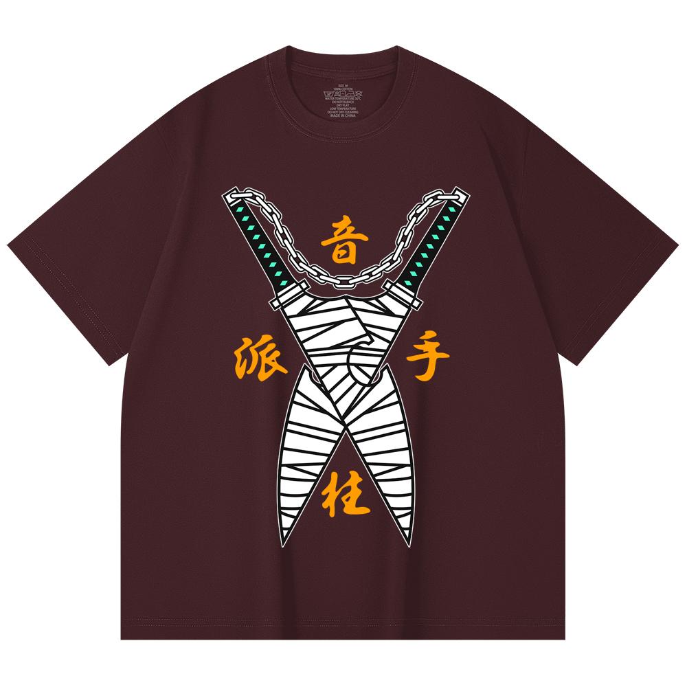 

230 Gsm 100% Cotton Demon Slayer V65 Uzui Print Unisex Heavy Cotton T Shirt 2XL