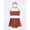 2025 European & American Solid Color Backless Two-Piece Swimsuit (Women's)