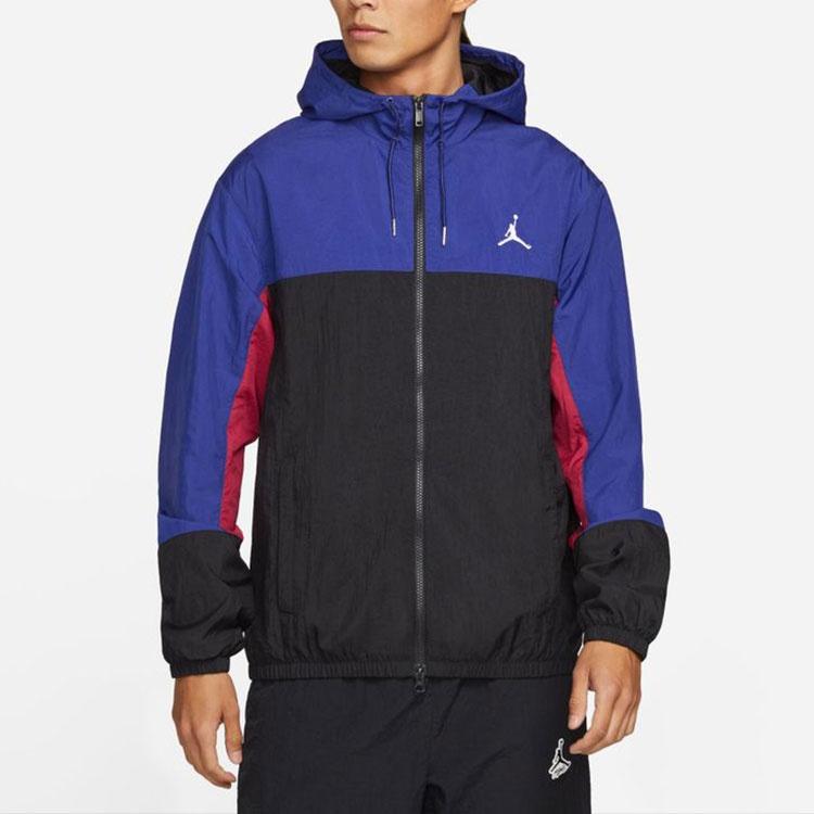 Air Jordan SS22 Colorblock Zipper Long Sleeves Hooded Jacket Blue Men's DJ0253-455