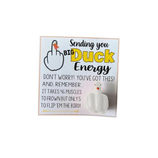 Middle Finger Duck Figurine with Card Colorful Gesture Duck Resin Statue Sculpture Home Office Bookshelf