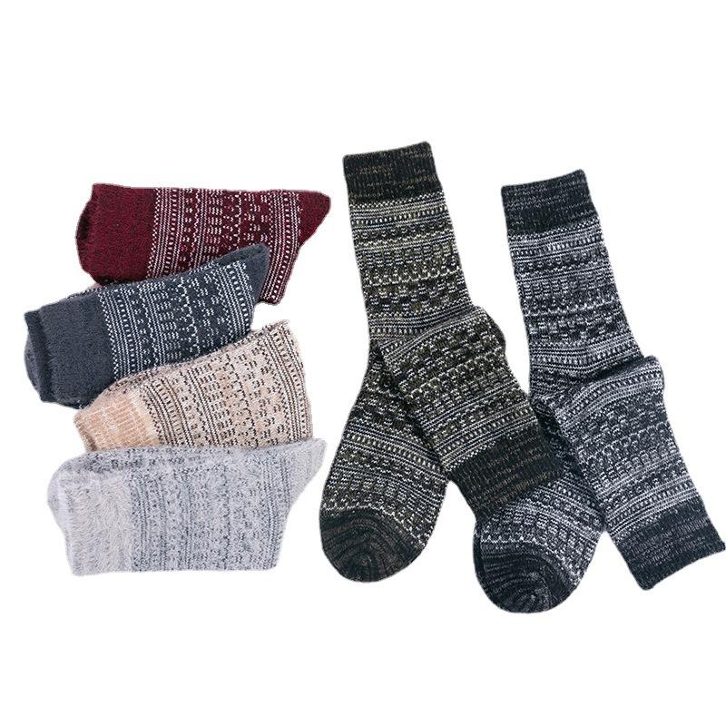 3 Pairs of Autumn and Winter Socks with Thickened Faux Mink Wool and Warm Rabbit Wool, Men's Mid-calf Socks