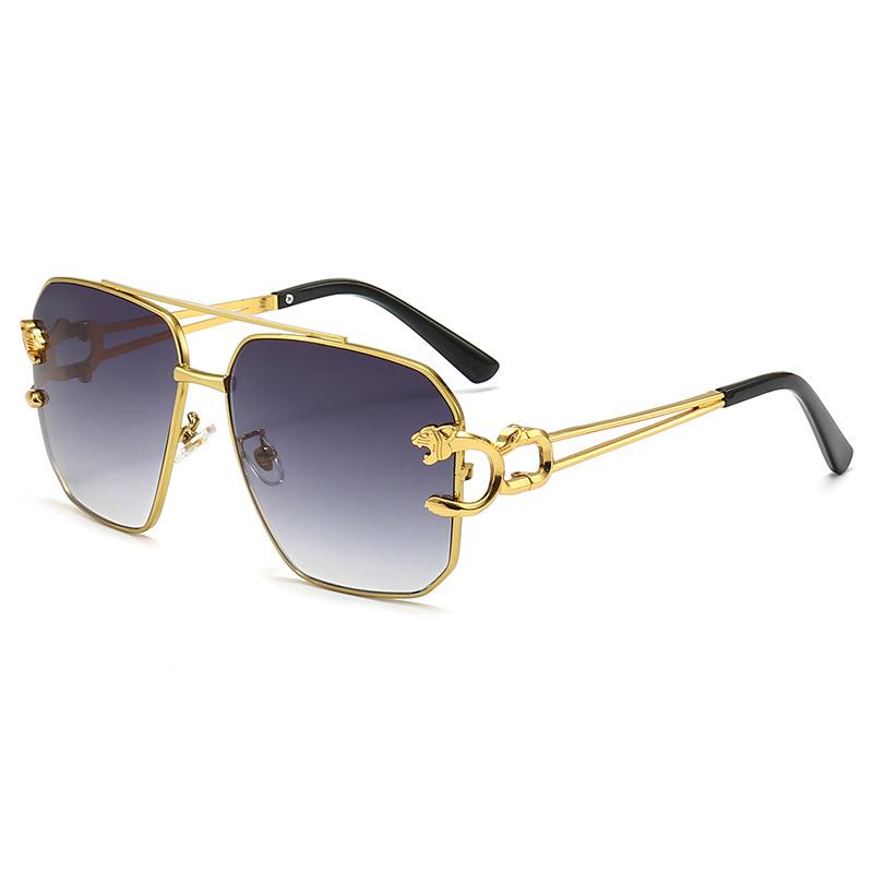 Солнцезащитные очки унисекс в металлической форме головы леопарда в большой оправе — фото 11