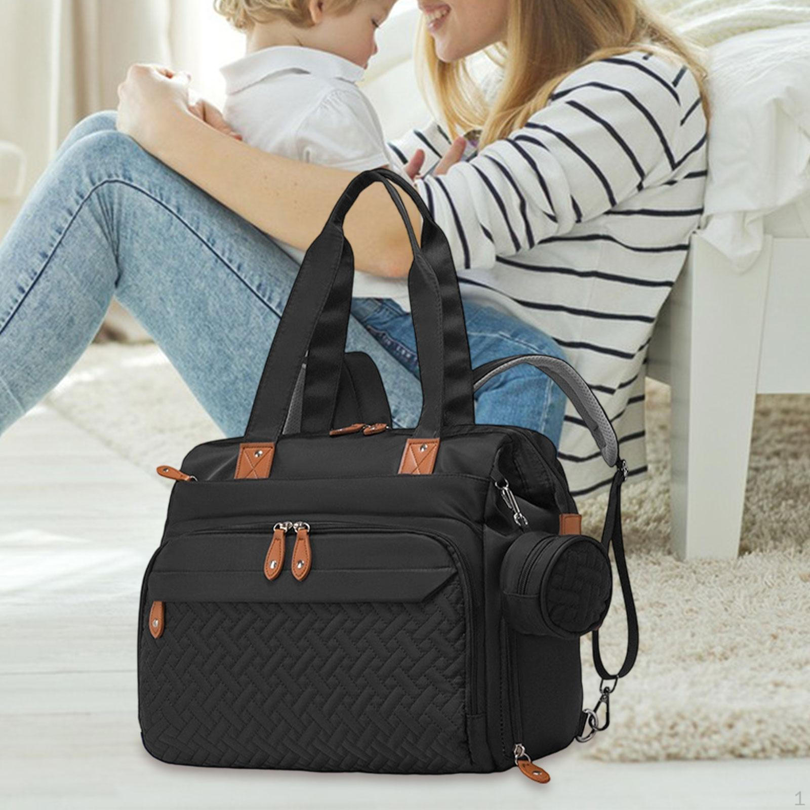 

Diaper Bag Backpack Pacifier Case Large Capacity Practical with Shoes Compartment Travel for чорний