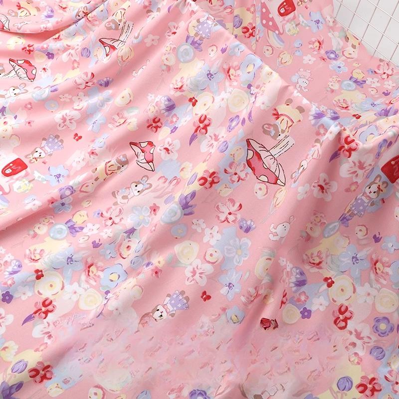 Wide 143cm Summer Cotton Fabric for DIY Sewing Children's Pajamas Clothes Cheongsam Super Soft Floral Cartoon Fabric