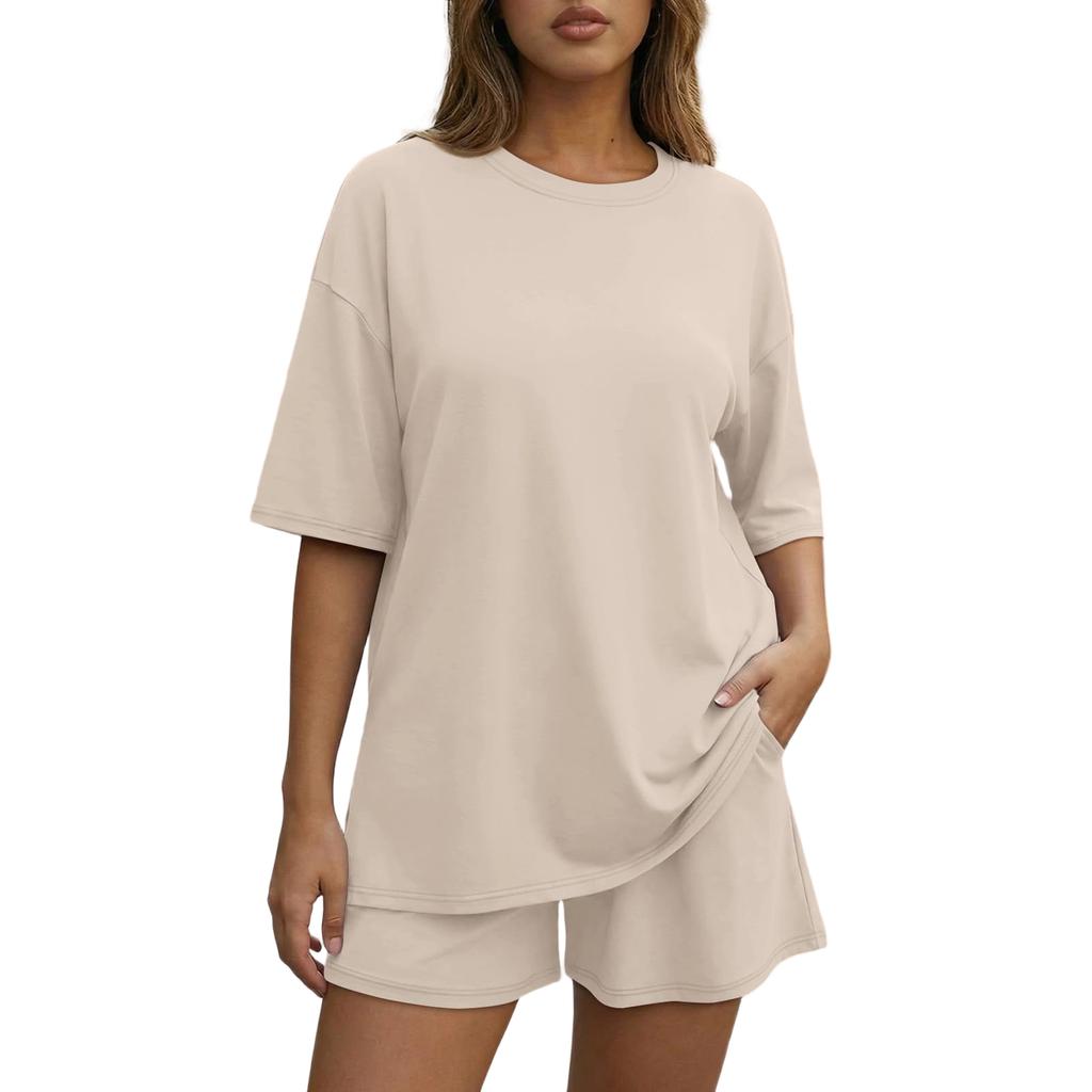 Women's Loose And Fashionable  Casual Short Sleeved Shorts Two-piece Set