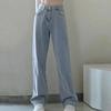 Black high-waisted straight jeans women's spring clothes new thin small drape wide legs mopping long pants