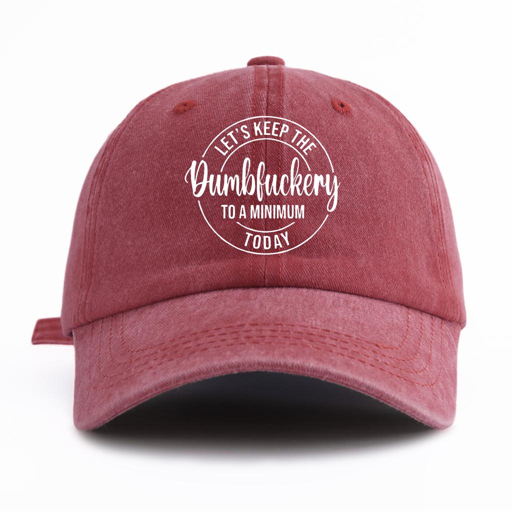 1pc DUMBFUCKERY Print Washed Baseball Cap for Adults,Minimalist Retro Style Casual Soft Adjustable Dad Hat, Perfect As Gift