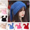 Solid Color Rabbit Ear Hats Y2K Plush Skull Cap Soft Women Beanie Hat  Outdoor