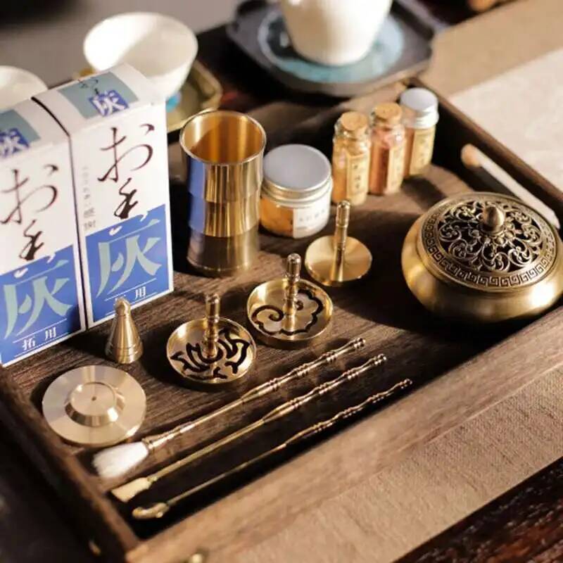 Messing Weihrauchbrenner Tragbar DIY Zen Weihrauchbrenner Siegel Weihrauch Keramik Set Hand Duftpulver Herstellung Weihrauchbrenner