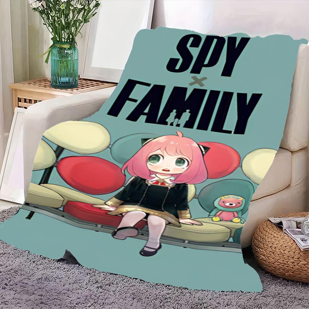 SPY × FAMILY Cartoon Character Plush Blanket - Super Soft Throw Blanket Featuring Pink Hair Girl with Cat Ears and Whimsical Gre