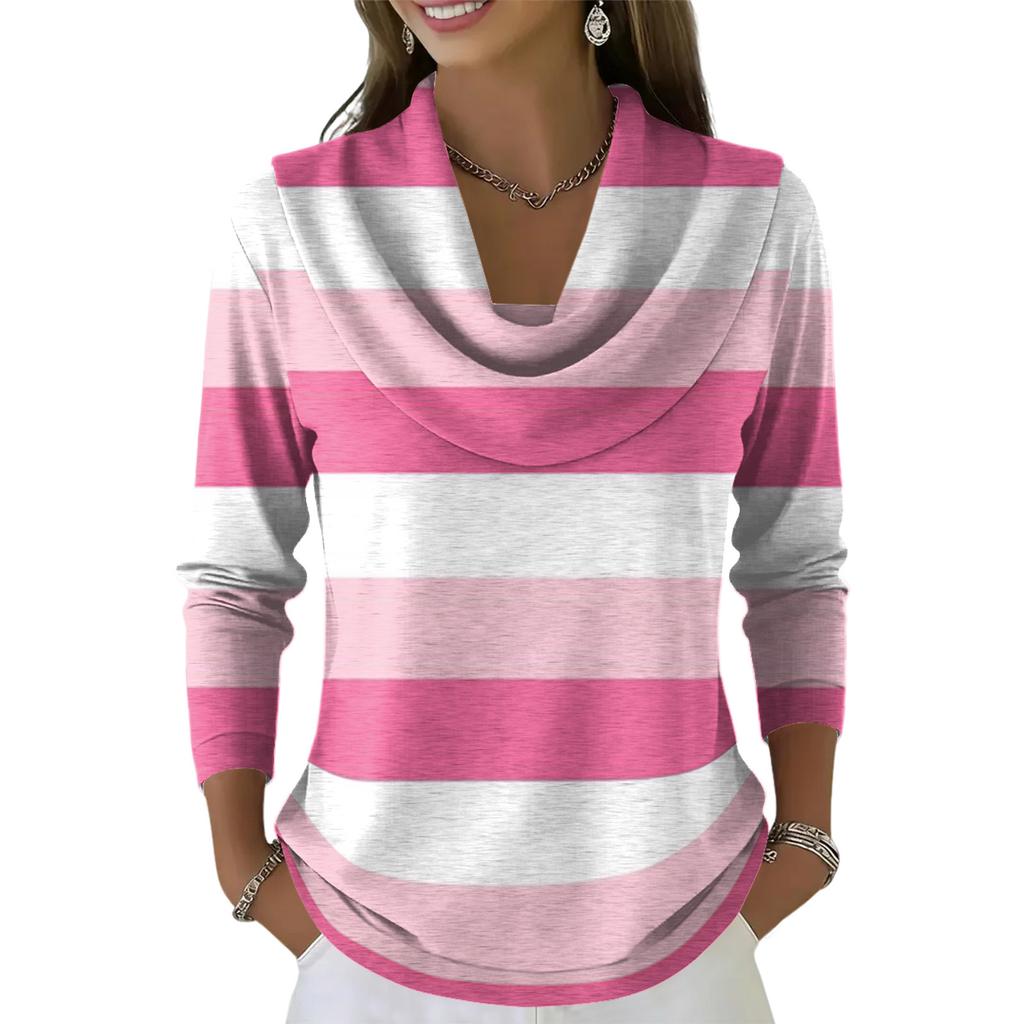 Women's Casual And Fashionable Round Neck Long Sleeved Printed Top Sweater