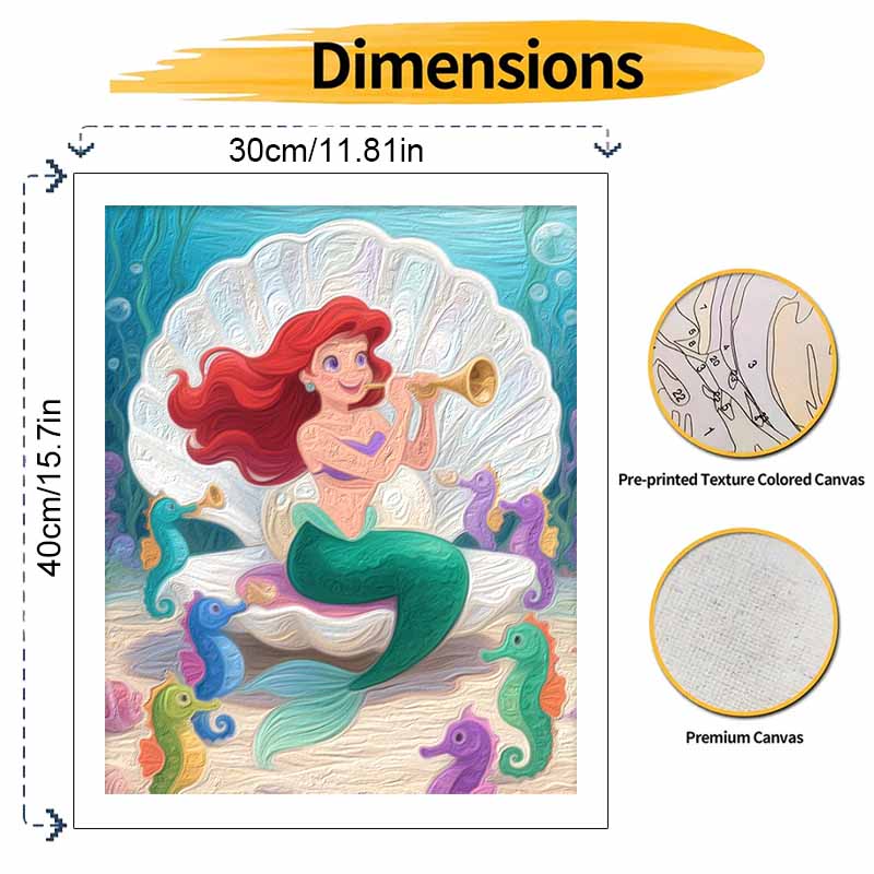 Disney Digital Oil Painting Art Kit Mermaid Undersea Handmade Coloring Painting Home Decor
