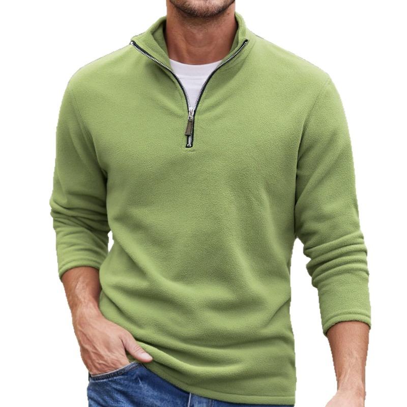 2025 New Autumn and Winter Men's Sweatshirt Stand Collar Zipper Solid Color Long-sleeved Top Jacket