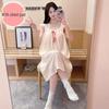 Women's Summer Sweet Princess Cotton Pajamas with Built-in Bra, Plus Size 220 Jin Long Camisole Nightgown
