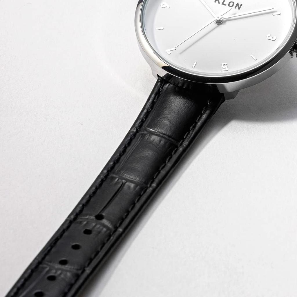 KLON PASS TIME ELFIN ODD 38mm Simple and Stylish for Men and Black Leather 38mm -CROCO- Wristwatch, Women, Croco-Embossed Watch,