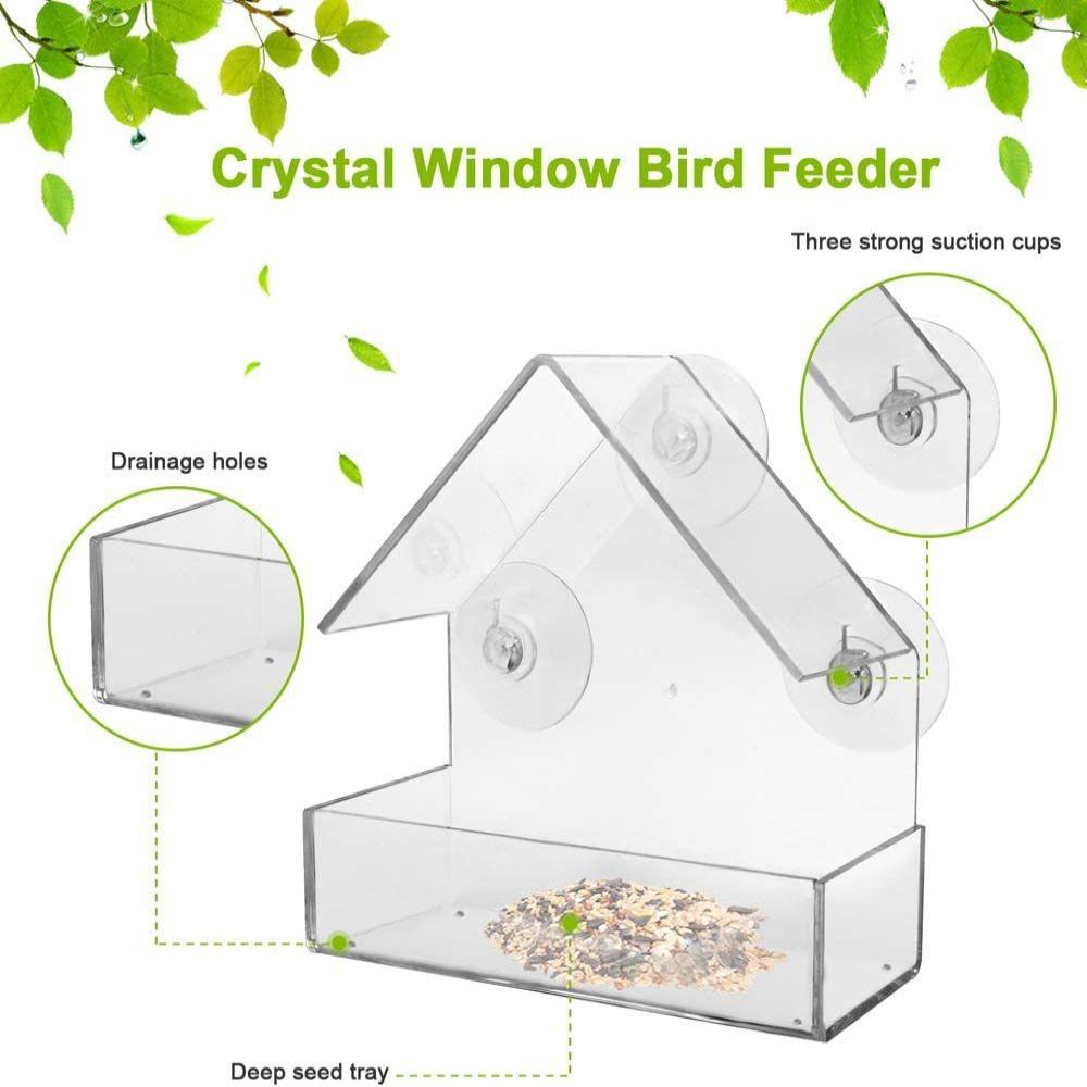 Acrylic Suction Cup Feeding House Birds Hanging Feeder Birdhouse Food Feeding Feeding Cup
