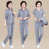 Women's Plus Size Casual Sports Suit - Spring/Autumn Loose Three-piece Set for Middle-aged Moms