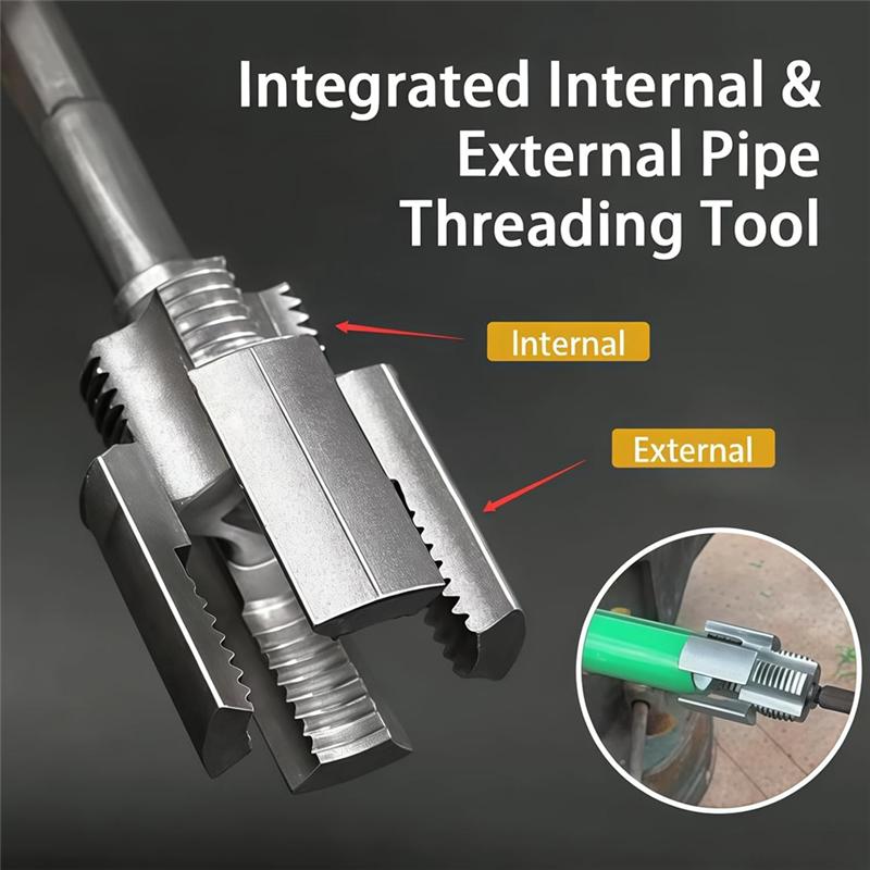 B97A-Integrated Internal & External Pipe Threading Tool, Electric Drill Compatible Pvc Pipe Threader Kit