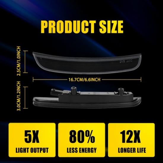 2015- Fit Dodge Front Marker Side Charger Fender Light LH+RH White Smoked