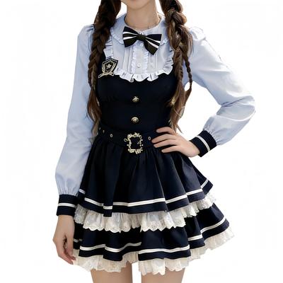 Lolita Cosplay Gothic Mori Gothic Princess Mori Sweet School Blue L [FULINE] Dress, Lolita, Girl, Mini, Style, Style, Cute, Ribbon, Girl, Lolita,