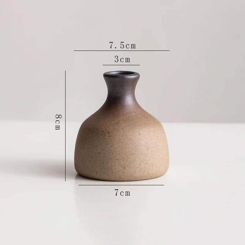 Chinese retro ceramic small vase home desktop hydroponic flowers green plant ornament coarse pottery ornament