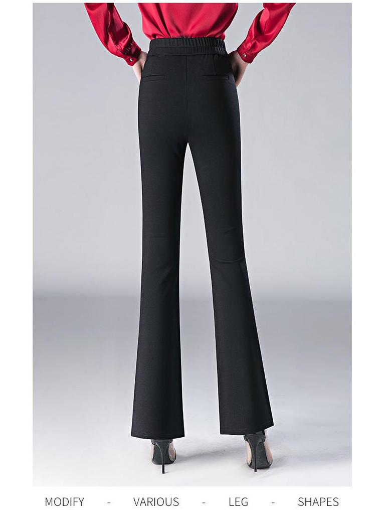 Women's Plus Size Micro-Flare Elastic Waist Trousers: Slimming, Casual Long Pants for Spring and Summer