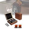 Luxurious Brown Granite Whisky Glasses Set With Whiskey Stones And Wooden Box