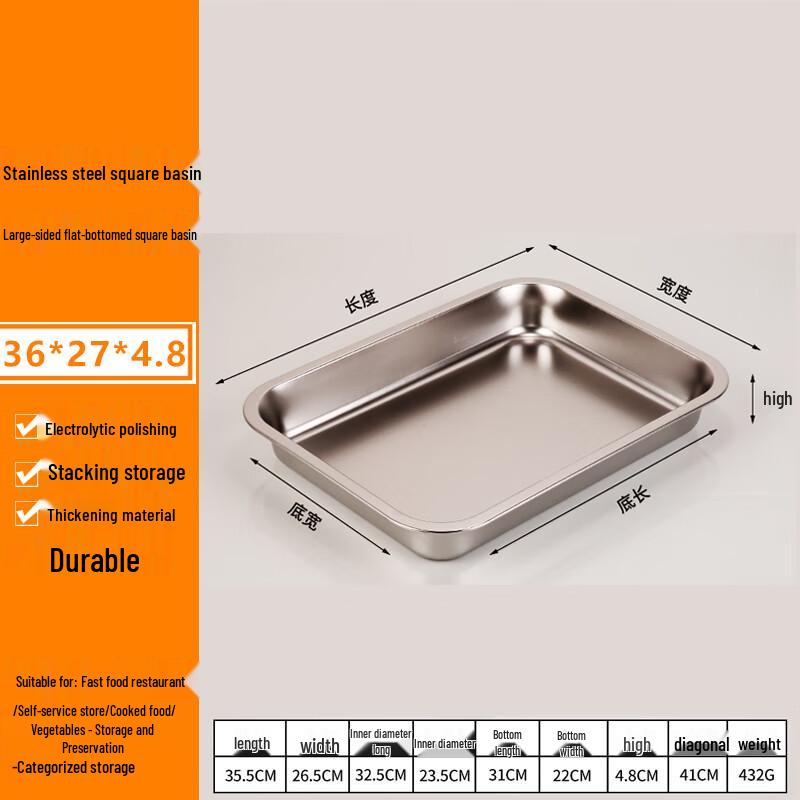 Rechteckiges Servierbecken aus Edelstahl