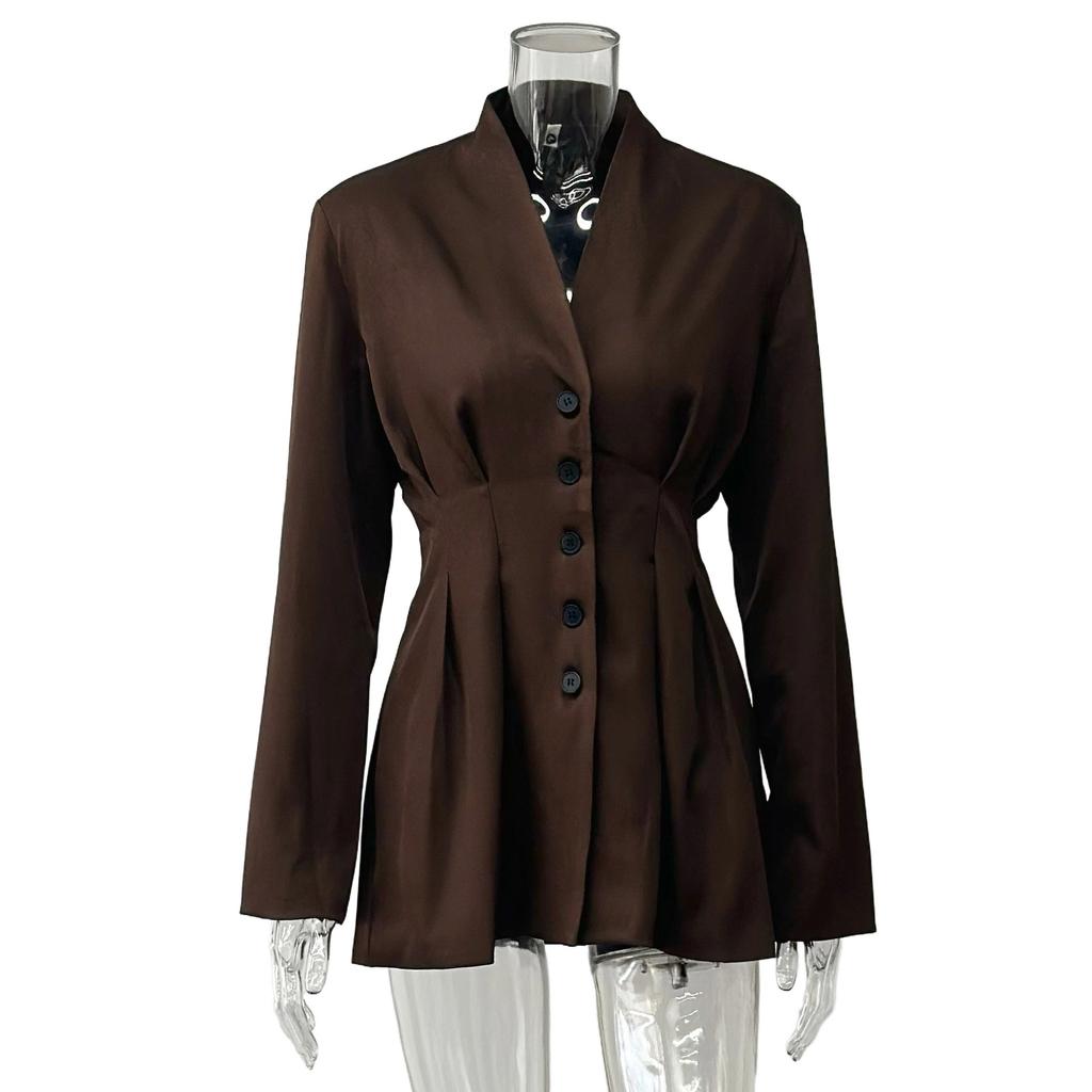 Neuer Herbst- und Winter-High-End-Retro-Einreiher mit Taillengürtel Langarmjacke Damen V-Ausschnitt Anzug