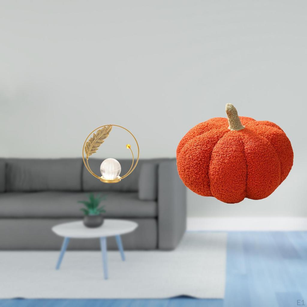 Crystal Pumpkin Sculpture Metal Figurine Decorative Ornament Cushion for Bedroom Living Room Office