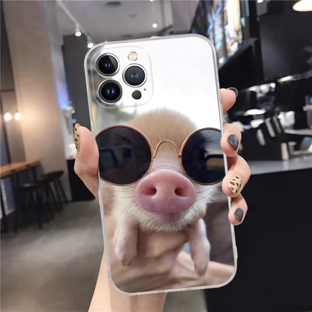 Cute little Pink Pig Phone Case For iPhone 15 14 11 12 13 Mini Pro XS Max Cover 6 7 8 Plus X XR SE 2020 Funda Shell