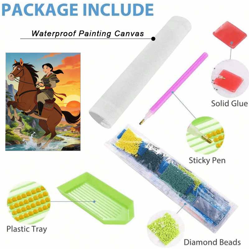 Disney Mulan Riding Horse Diamond Painting Art Kit Handmade DIY5D Home Decor Gift