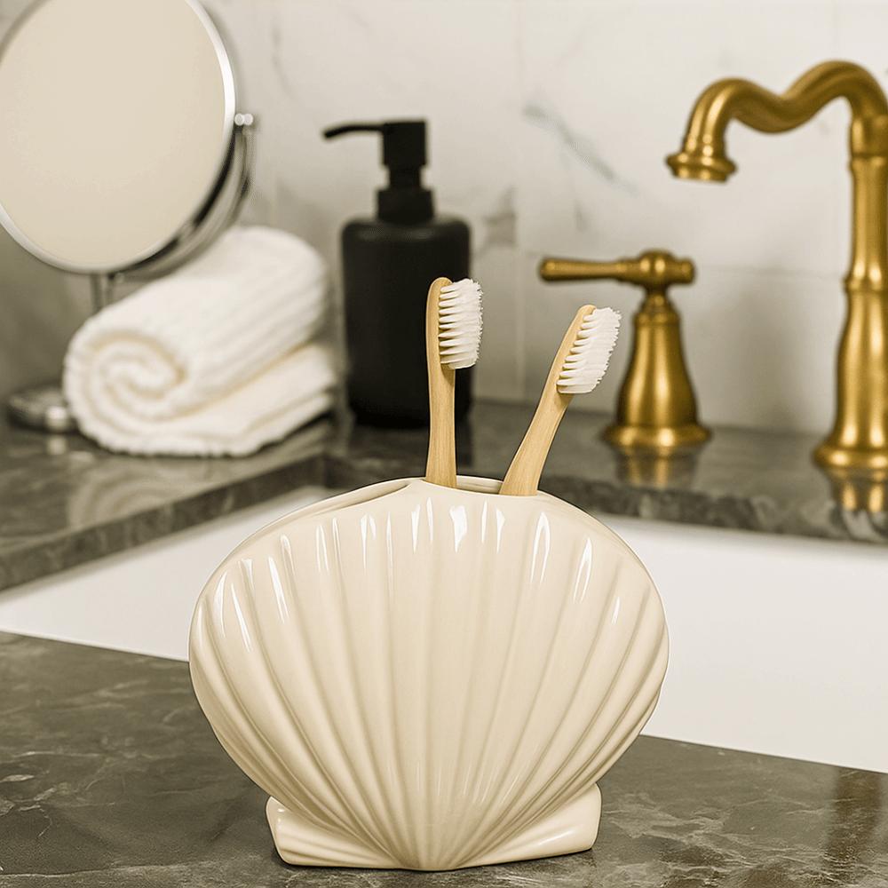 Ceramic Shell Shape Toothbrush Holder Cartoon Bathroom Storage Rack  Children's Room
