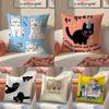 Cute Cartoon Cats Animations Cushion Cover Pillowcase Short Plush Invisible Zipper Room Sofa Cushion Cover