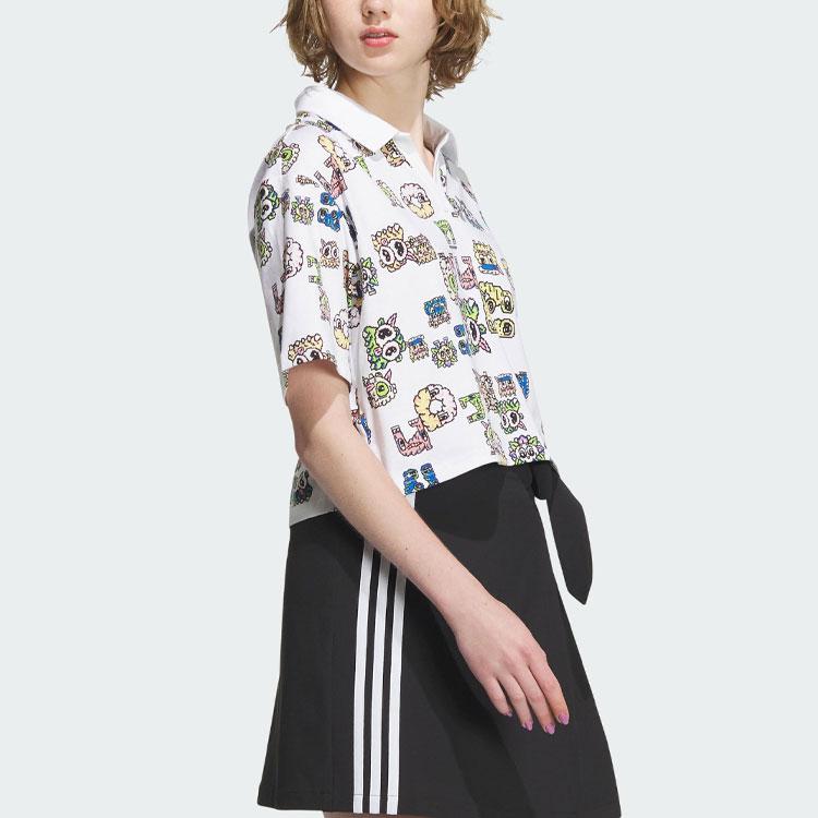 Adidas Neo Cartoon Print Polo Shirt Women Tops White IK5140