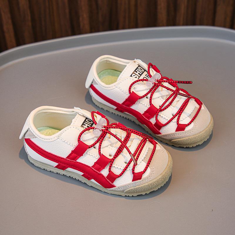 Children's explosive little white shoes 2025 new boys and girls sports shoes board shoes one pedal canvas soft sole Forrest Gump shoes tide