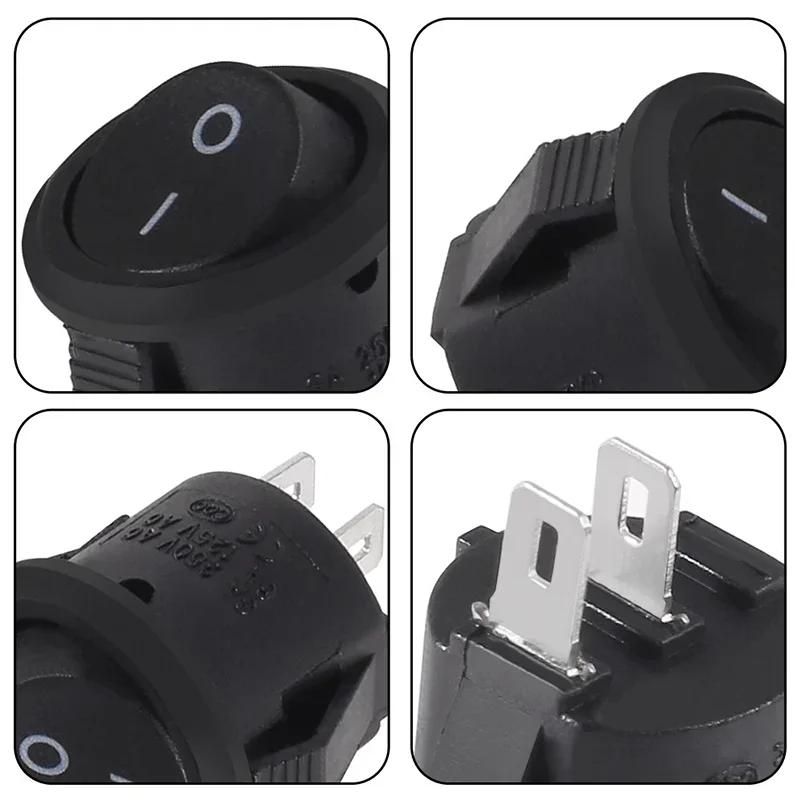 5/20/100Pcs 2Pins ON-OFF KCD1 Round Rocker Switch Push Button Electrical Power Toggle Switch for Car Boat Switches