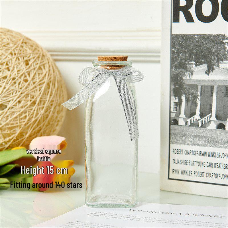Creative Glass Bottle with Sand, Shells, Lucky Stars, Paper Cranes, and Rainbow Pentagrams