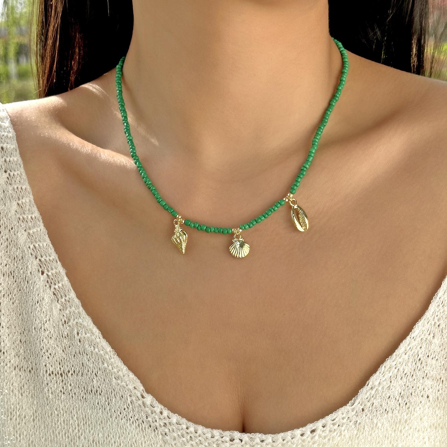 

Очаровательное керамическое ожерелье-подвеска в виде рыбы, раковины и морской звезды для женщин, бохо, красочное ожерелье-чокер из акриловых бусин, летние пляжные украшения NC25Y0331-6